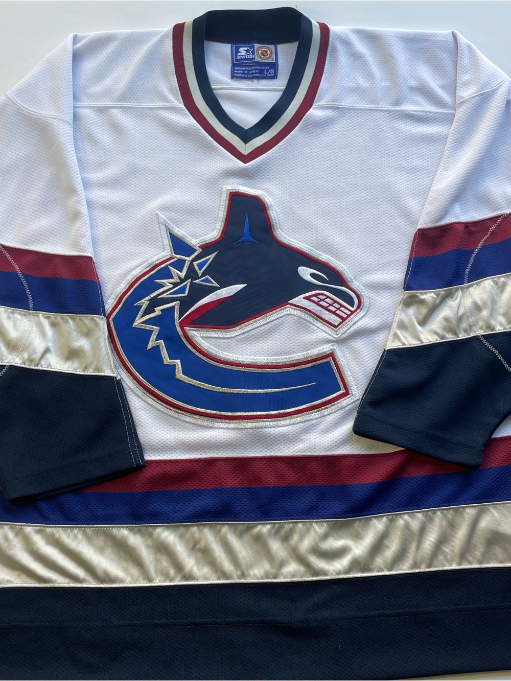 Vintage 90s Vancouver Canucks Starter NHL Hockey Jersey White Orca - Men's L